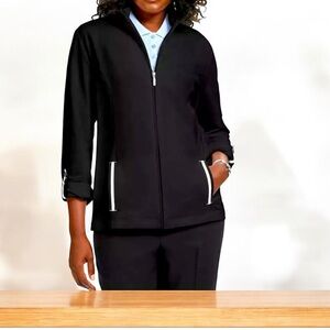 Karen Scott Black Zip-Up Jacket 1X NWT |‎ Casual Lightweight Layer